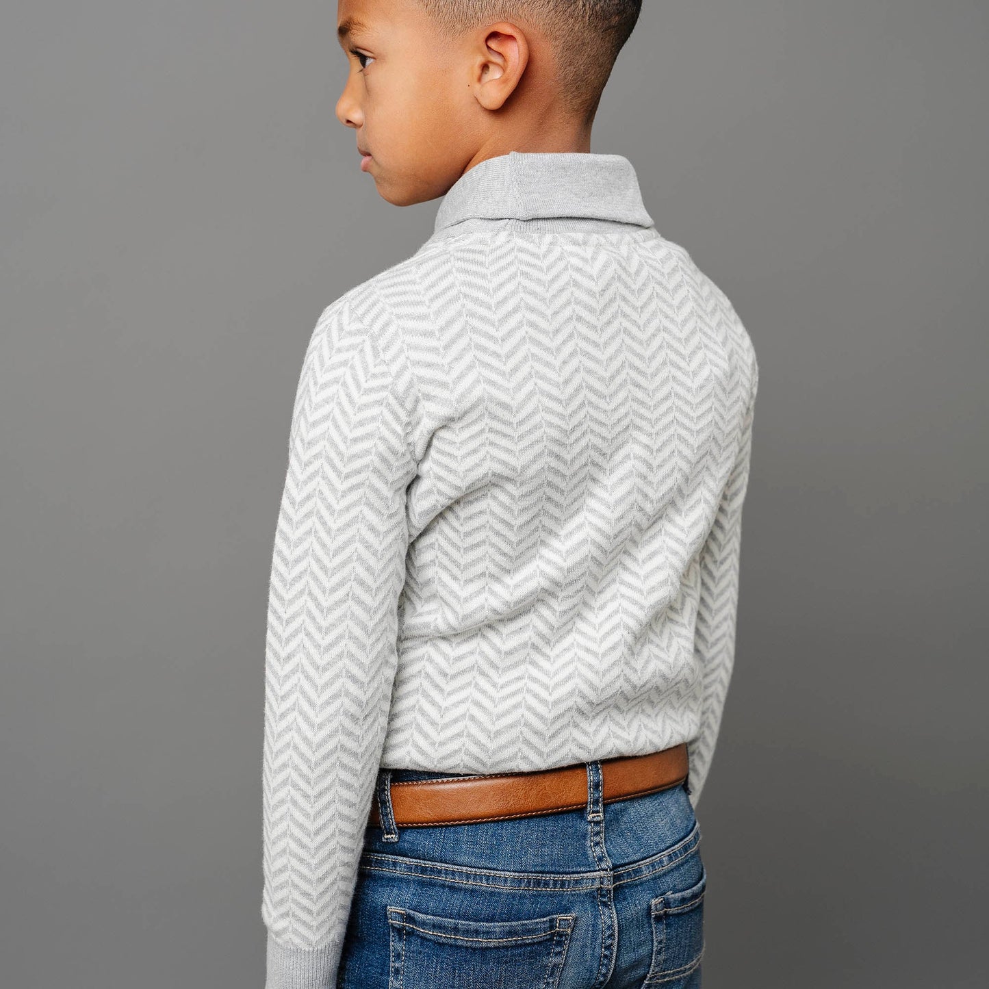 Baby Boy Organic Intarsia Shawl Collar Sweater