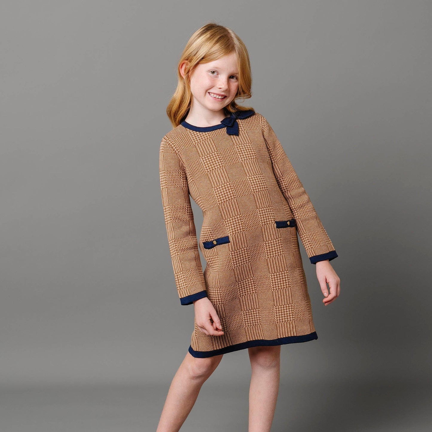 Girls Organic Bow Sweater Dress