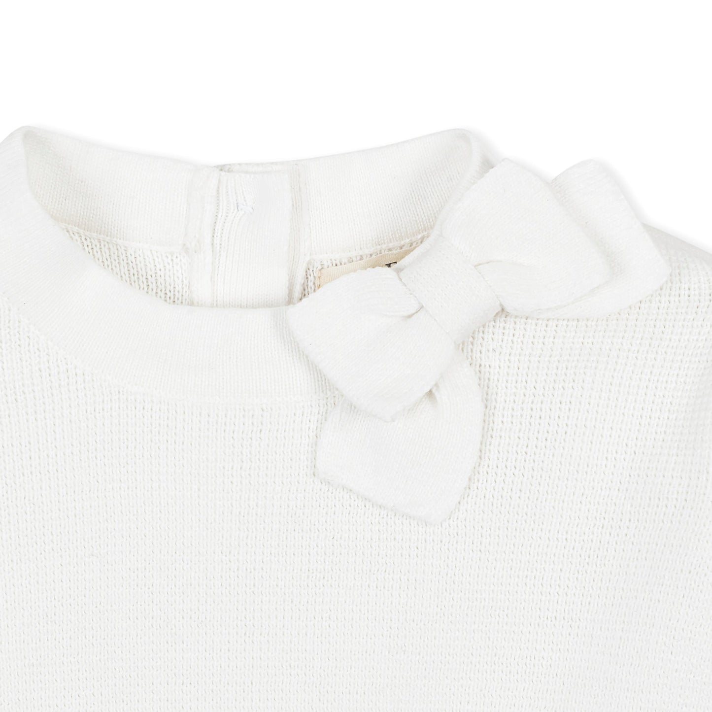 Girls Organic Mock Neck Bow Detail Sweater Dress - White