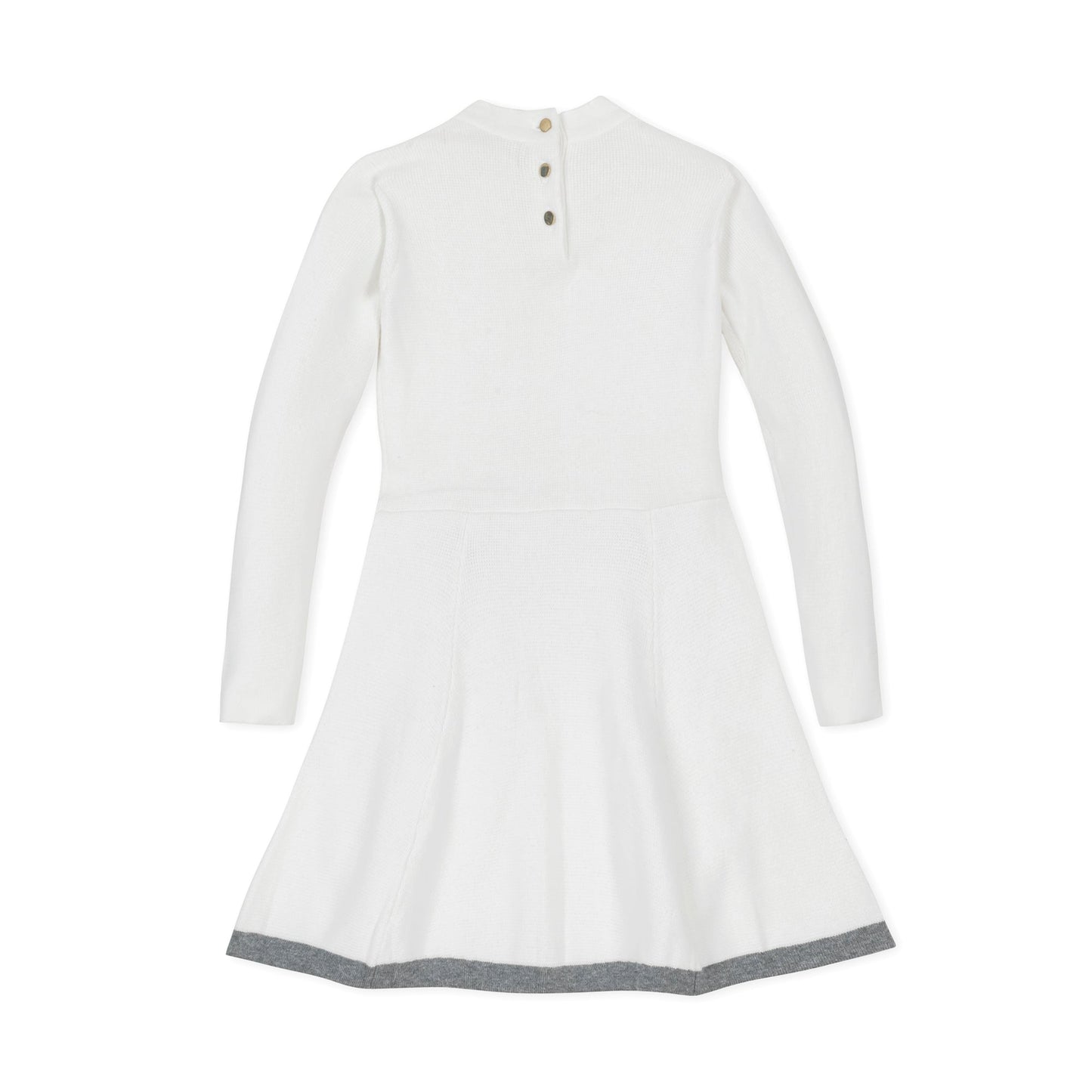 Girls Organic Mock Neck Bow Detail Sweater Dress - White
