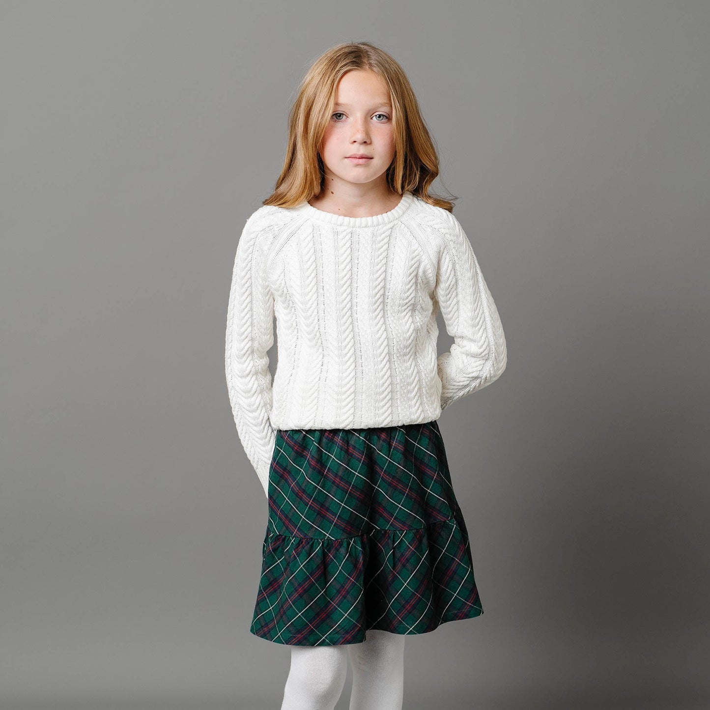 Baby Girl Organic Raglan Cable Sweater - White