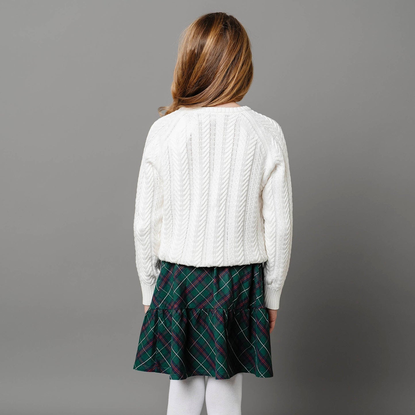 Baby Girl Organic Raglan Cable Sweater - White