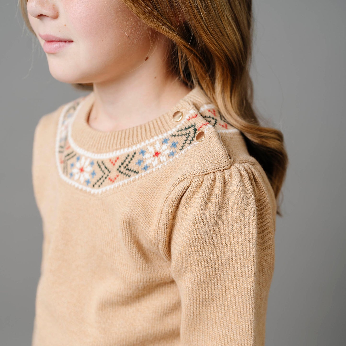 Baby Girl Organic Intarsia Trim Sweater