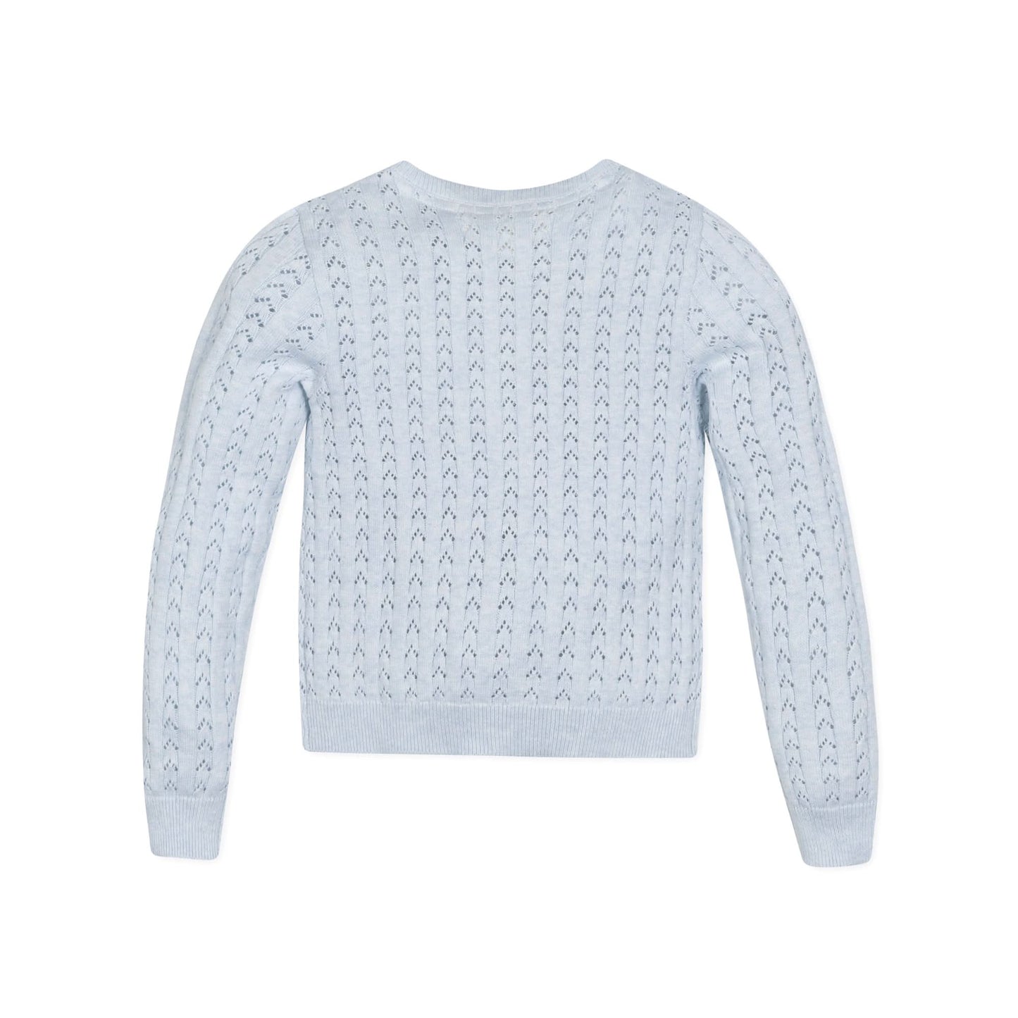Girls Organic Pointelle Bow Cardigan - Light Blue