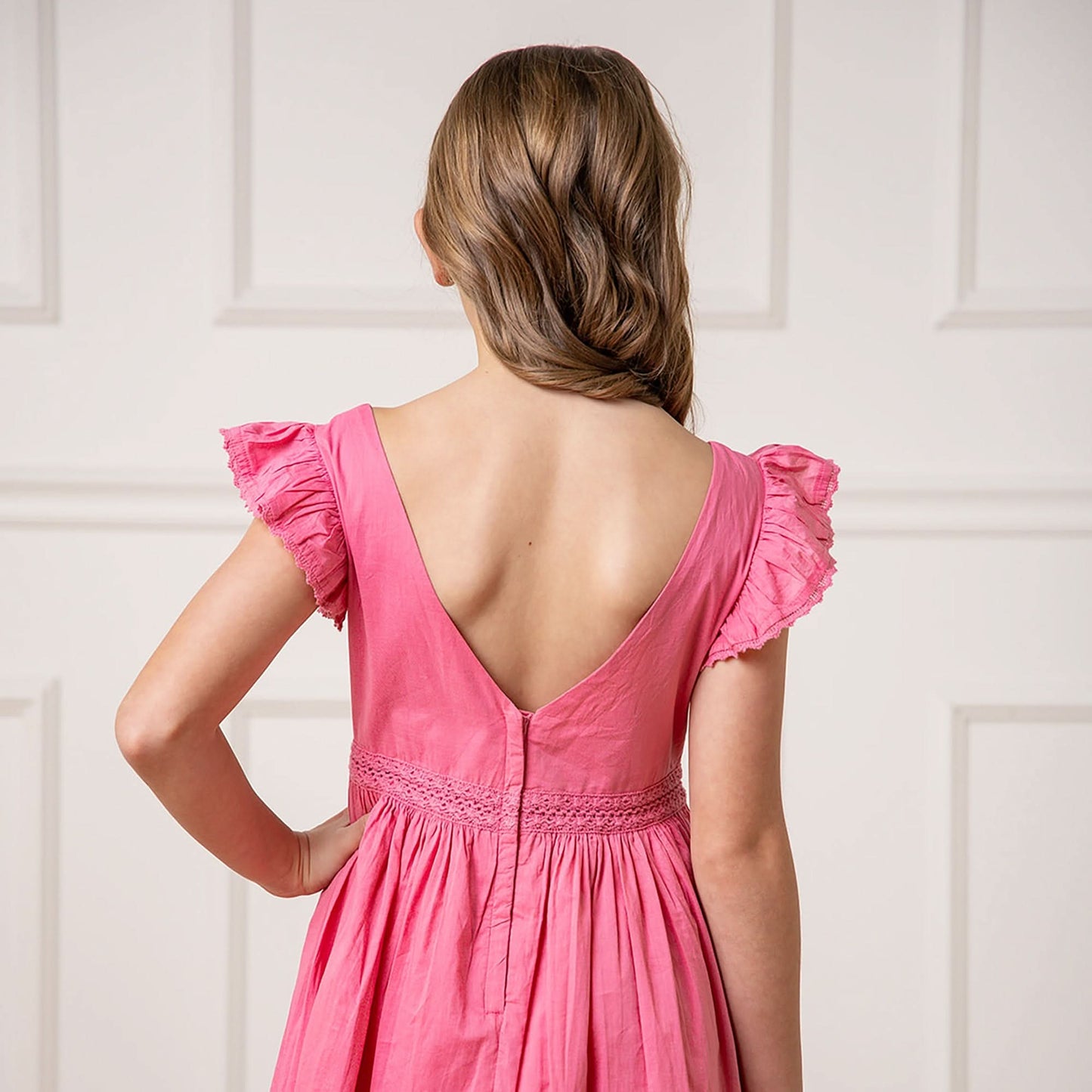 Girls Flutter Sleeve Organic Maxi Dress