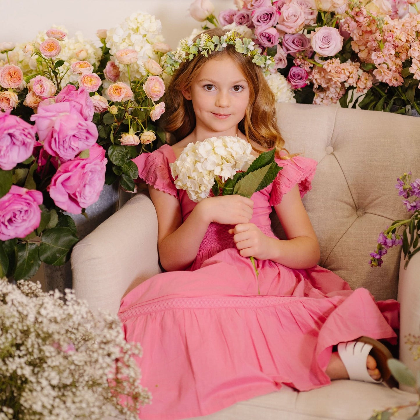 Girls Flutter Sleeve Organic Maxi Dress