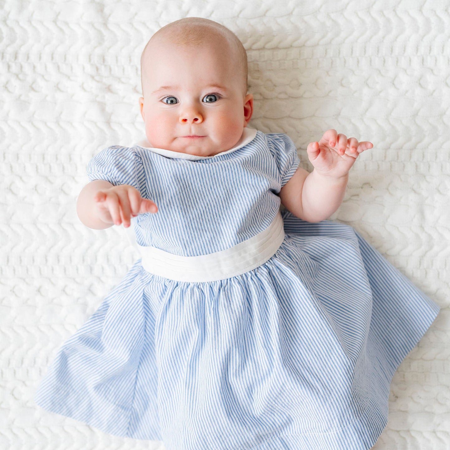 Organic Baby Girl Seersucker Peter Pan Collar Dress
