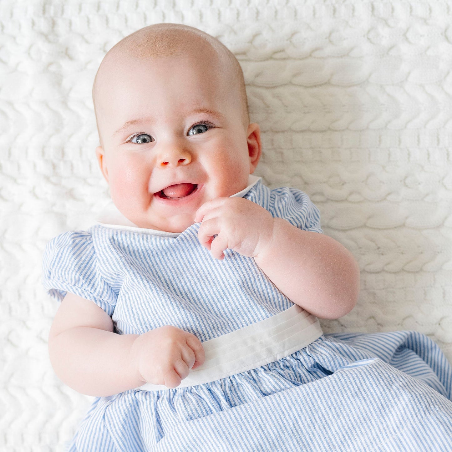 Organic Baby Girl Seersucker Peter Pan Collar Dress