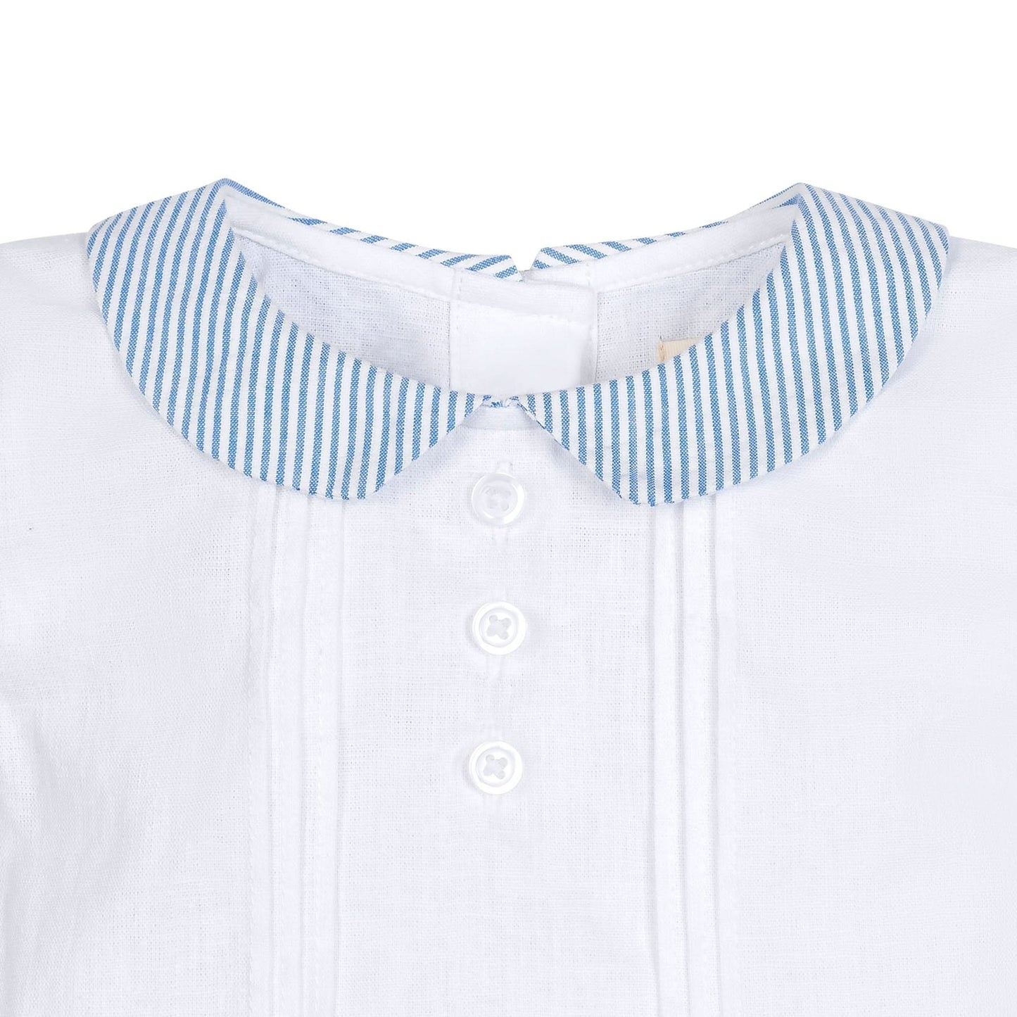 Baby Boy Peter Pan Shirt and Short Set - Blue Seersucker