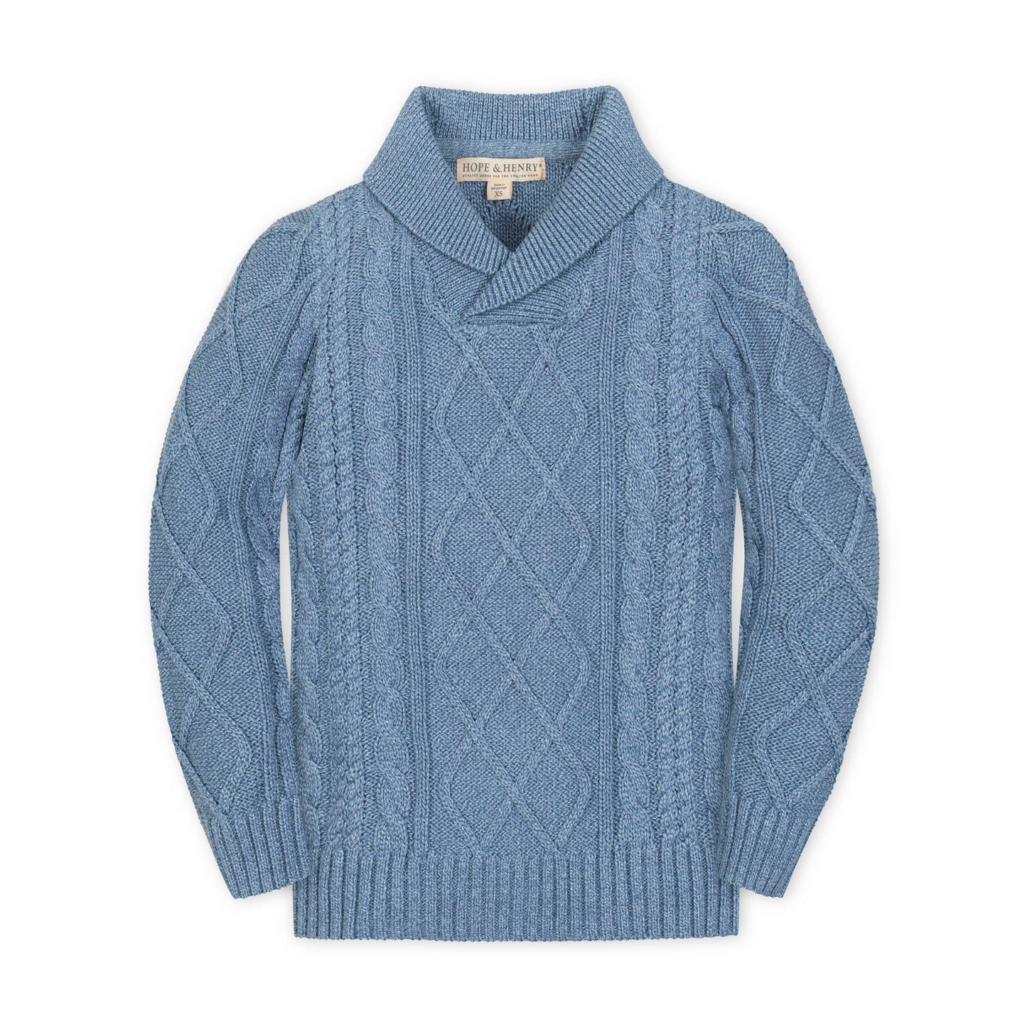 Organic Boys Shawl Collar Cable Sweater