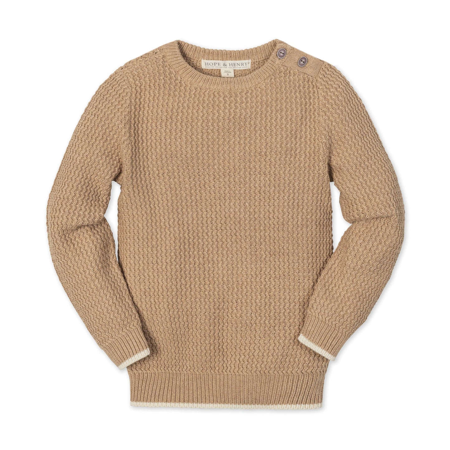 Boys Organic Crewneck Sweater with Buttons