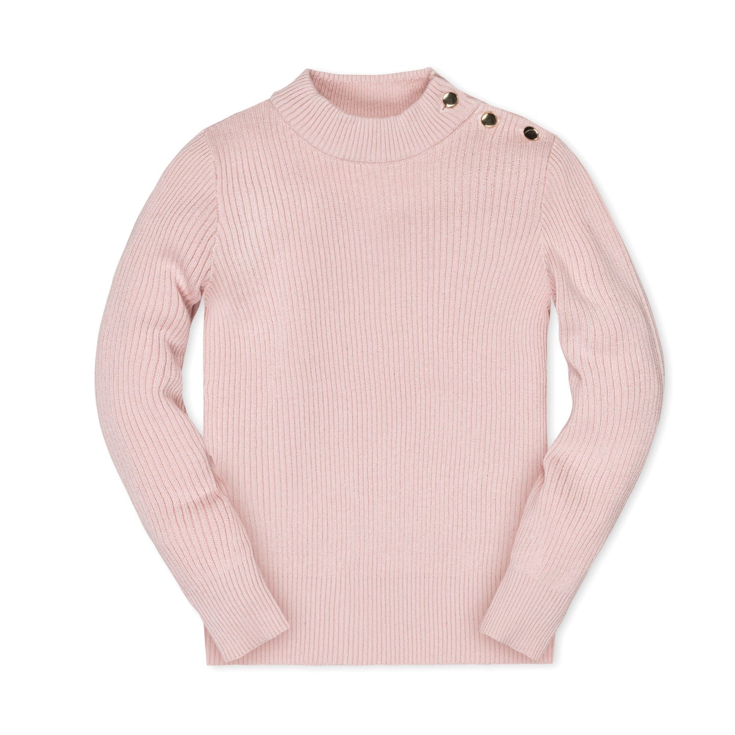 Girls Organic Mock Neck Sweater - Pale Pink