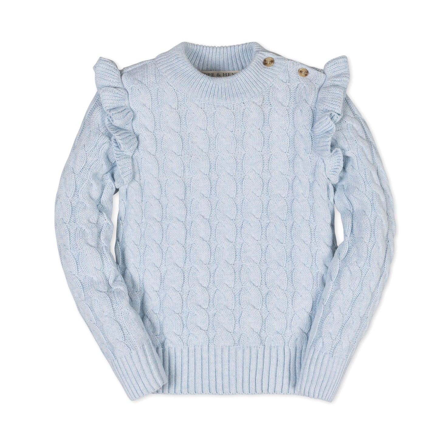 Baby Girl Organic Mock Neck Ruffle Sweater - Light Blue
