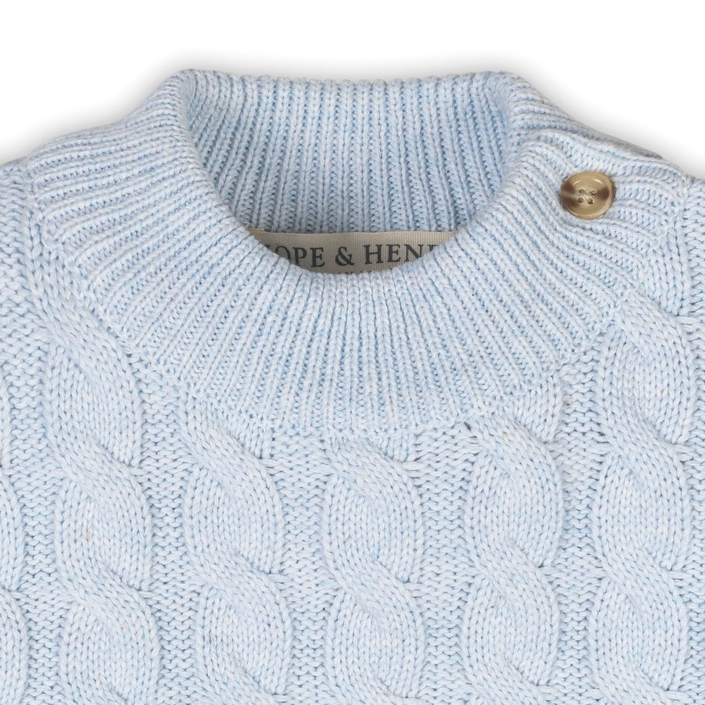 Baby Girl Organic Mock Neck Ruffle Sweater - Light Blue