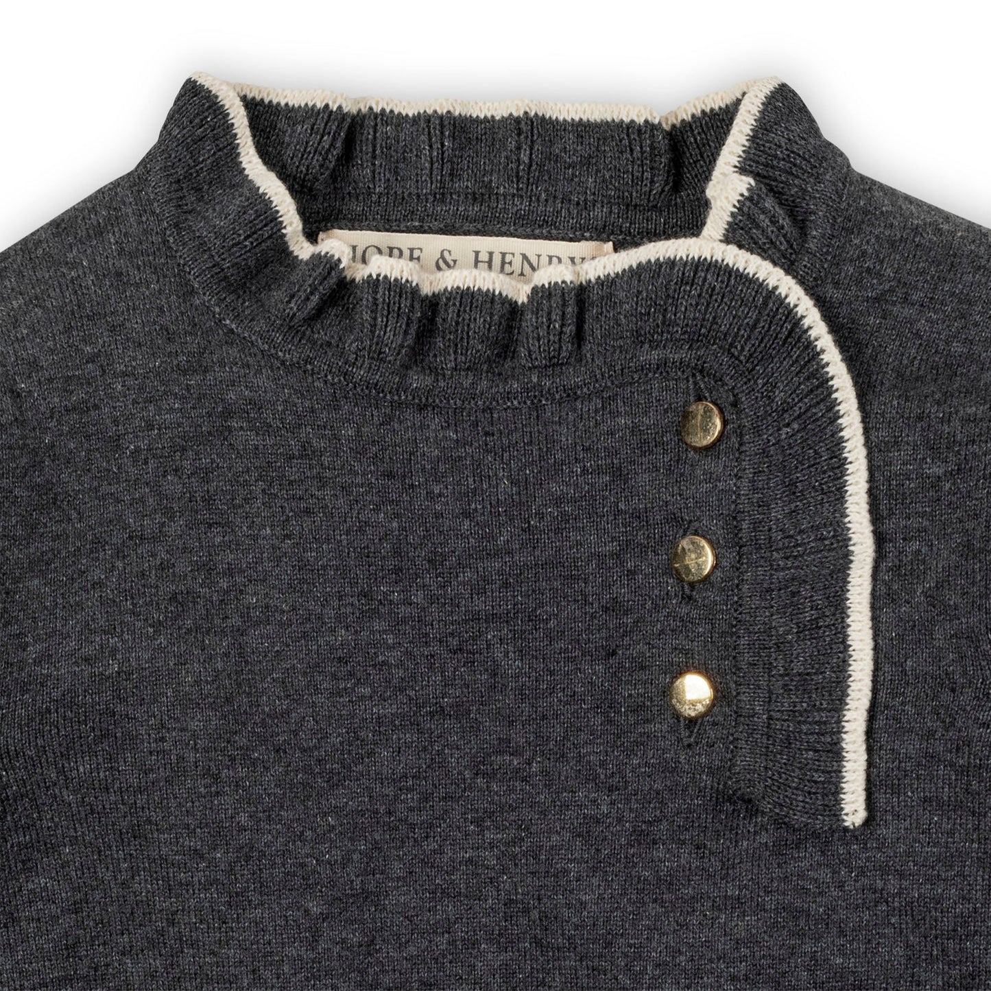 Organic Ruffle Trim Sweater Dress - Charcoal