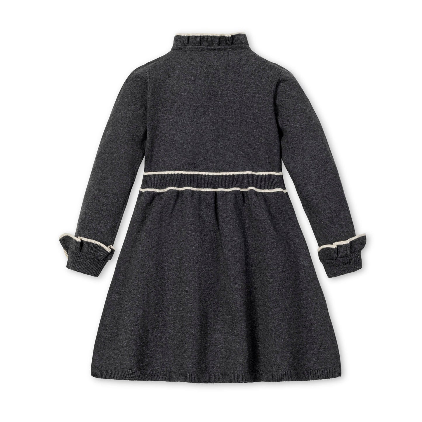 Organic Ruffle Trim Sweater Dress - Charcoal
