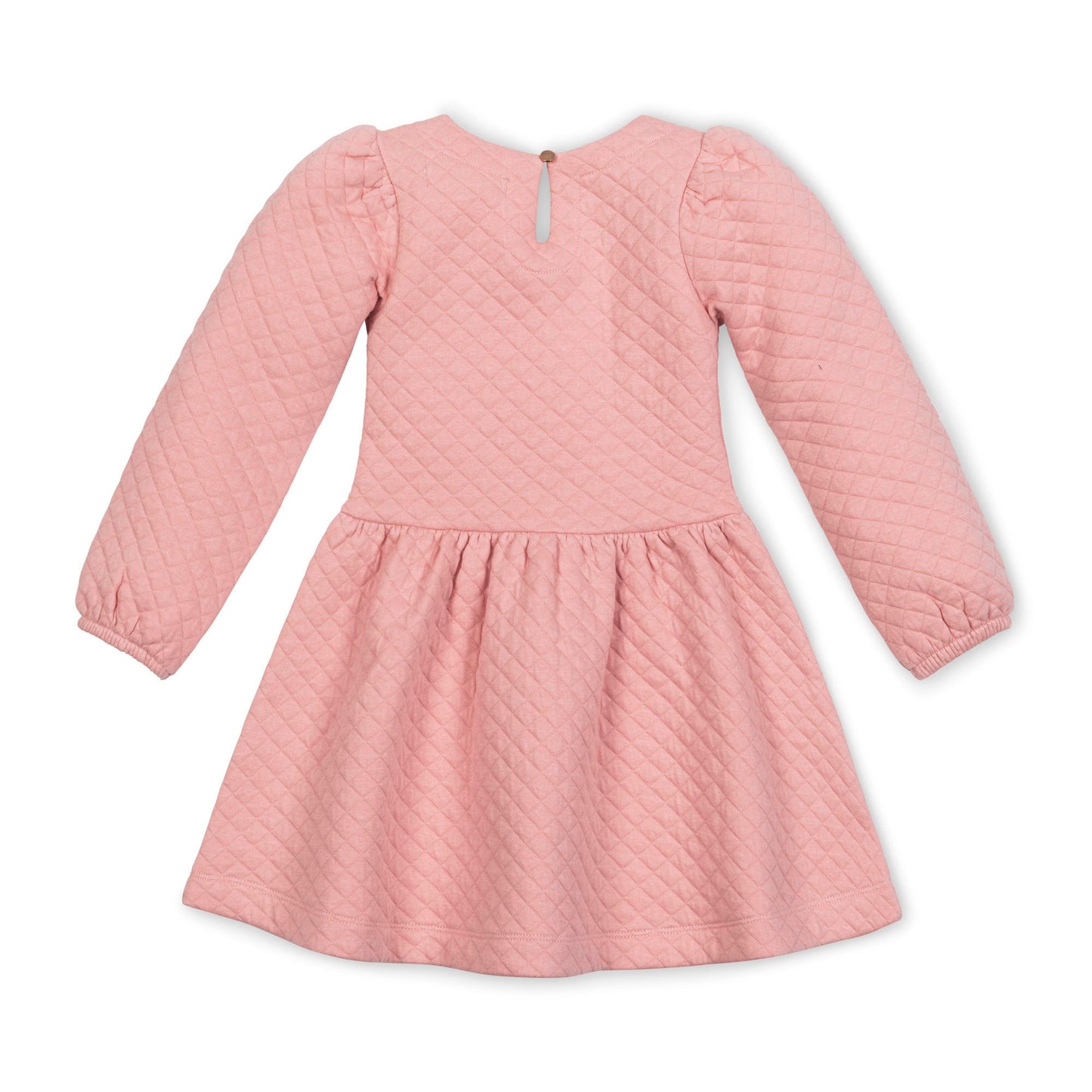 Girls Quilted Drop Waist Dress - Rose