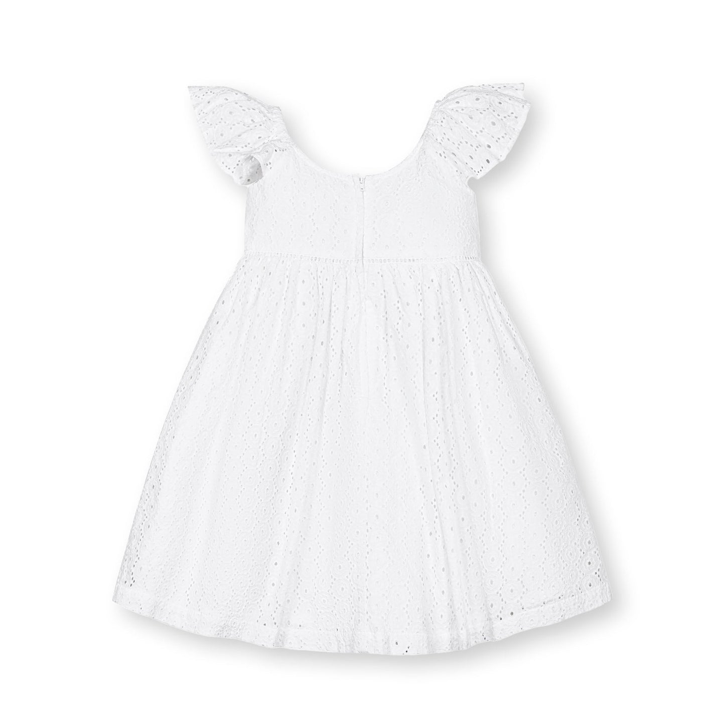 Girls Organic Flutter Sleeve Eyelet Dress