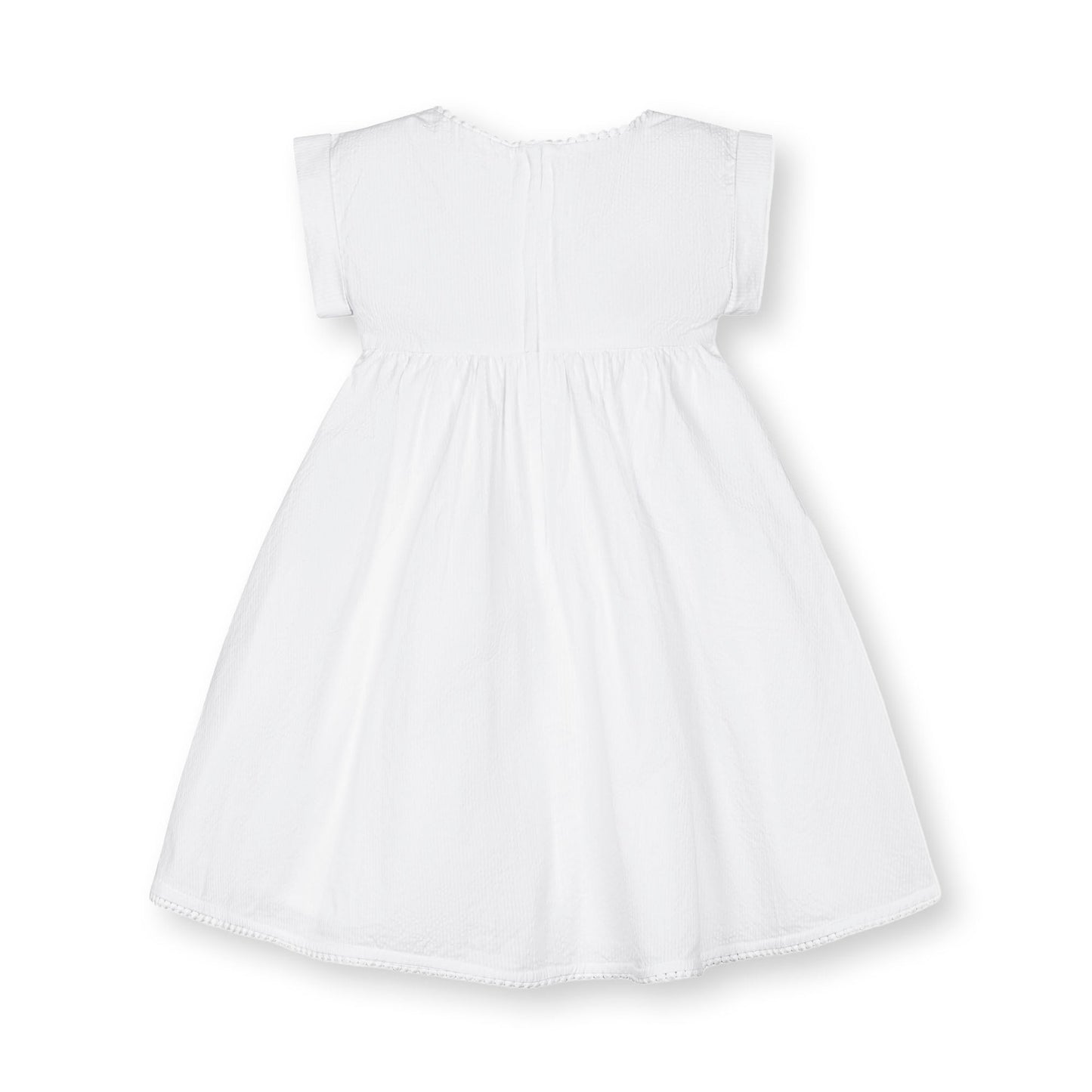 Organic Seersucker White Empire Waist Dress