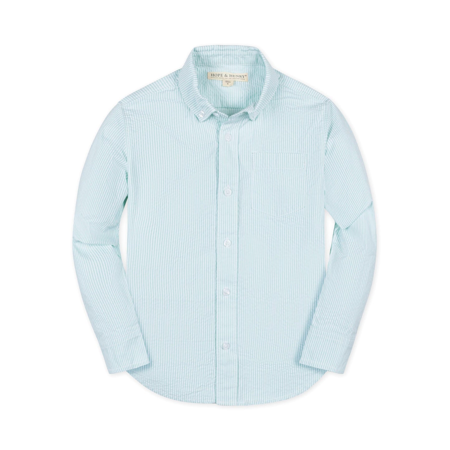 Boys Organic Seersucker Shirt - Mint