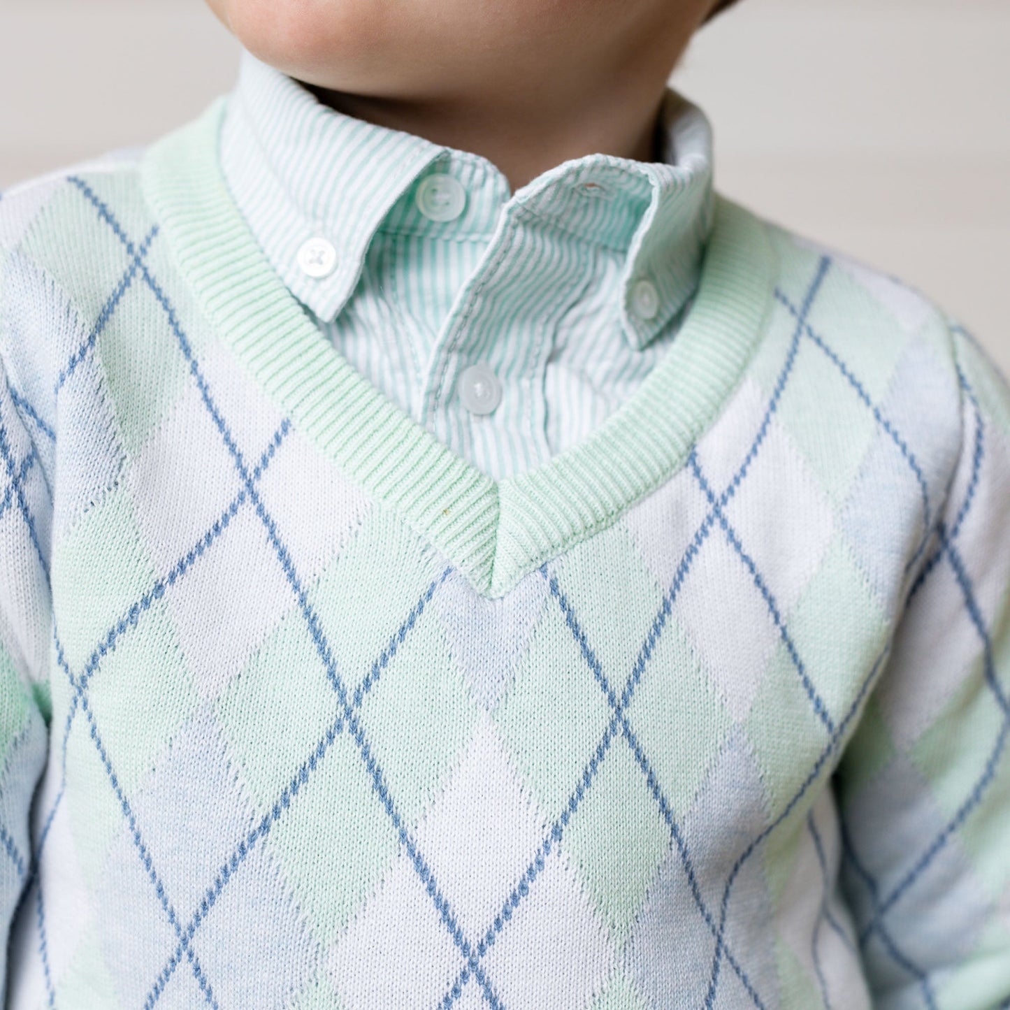 Boys Organic Seersucker Shirt - Mint