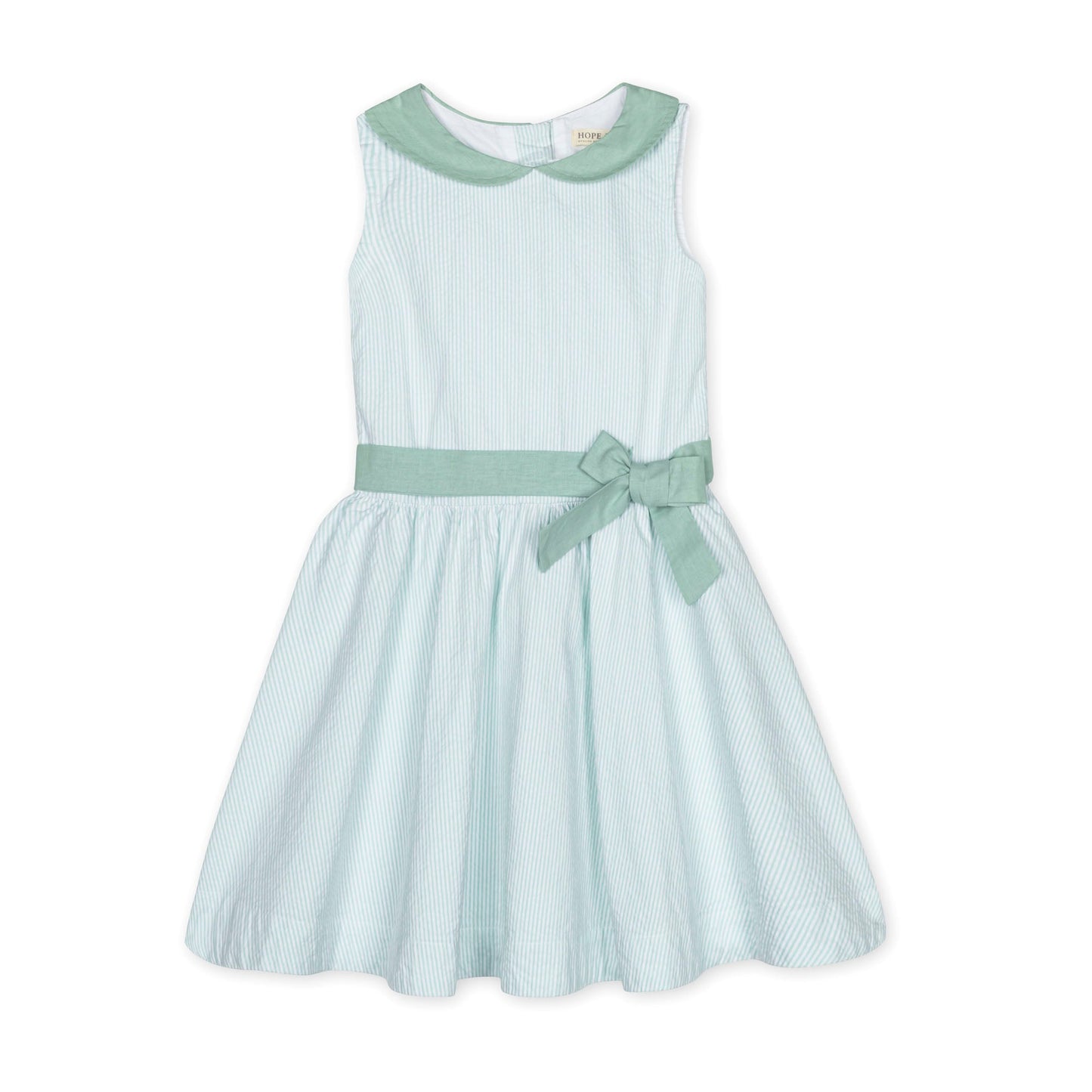 Organic Mint Seersucker Peter Pan Collar Dress