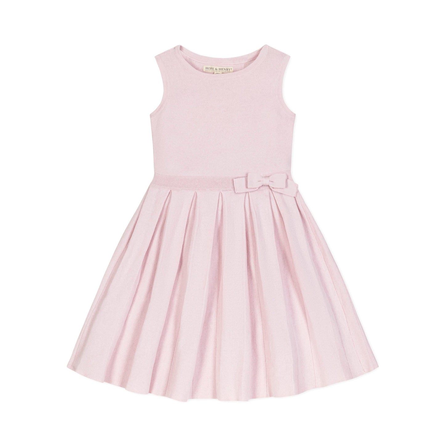 Girls Organic Pleated Sweater Dress - Rose Marl