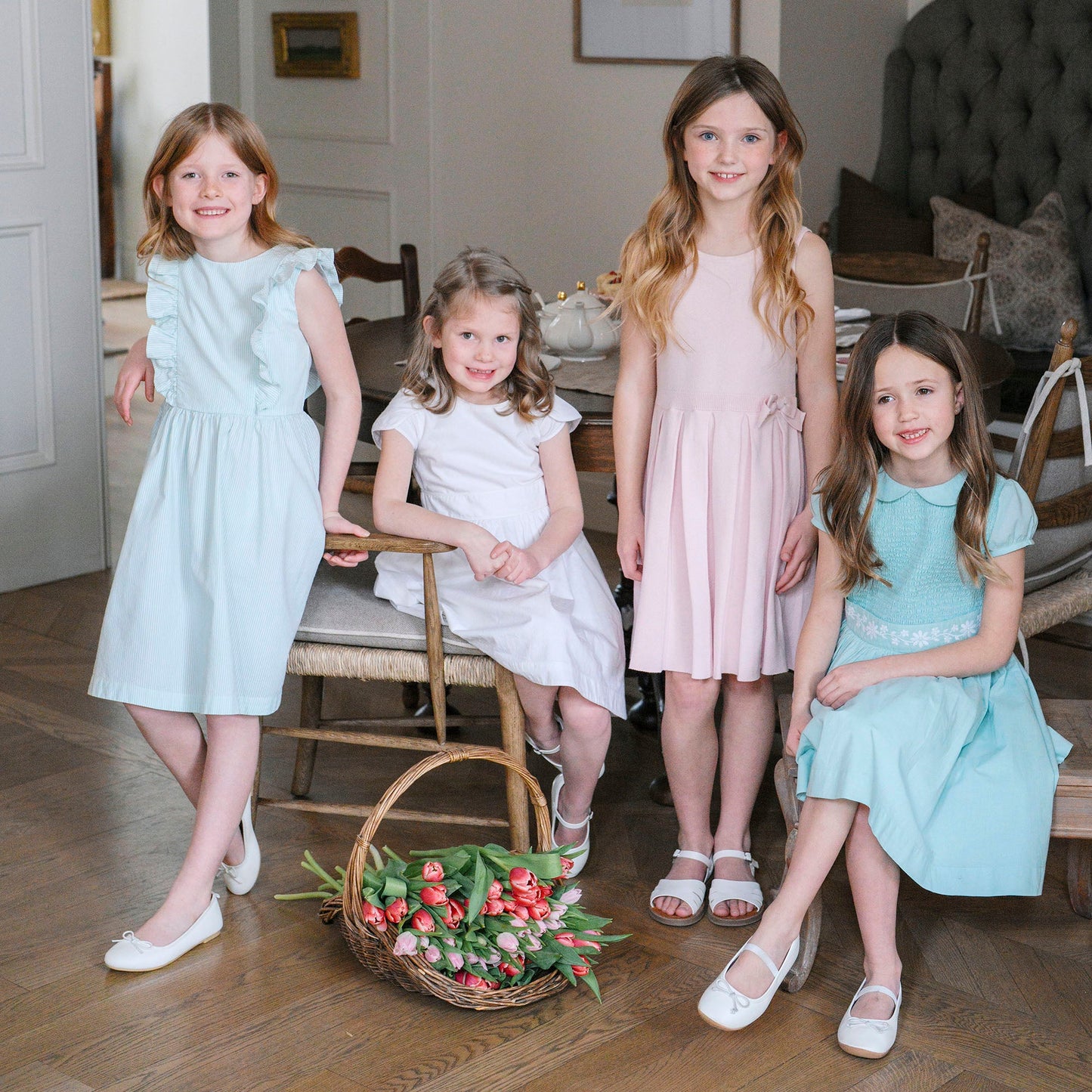 Girls Organic Pleated Sweater Dress - Rose Marl