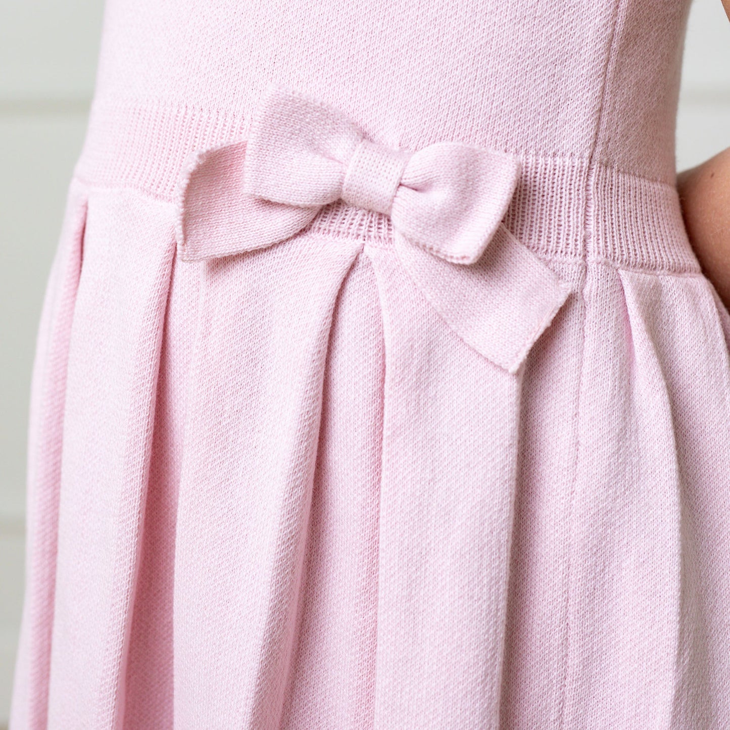 Girls Organic Pleated Sweater Dress - Rose Marl