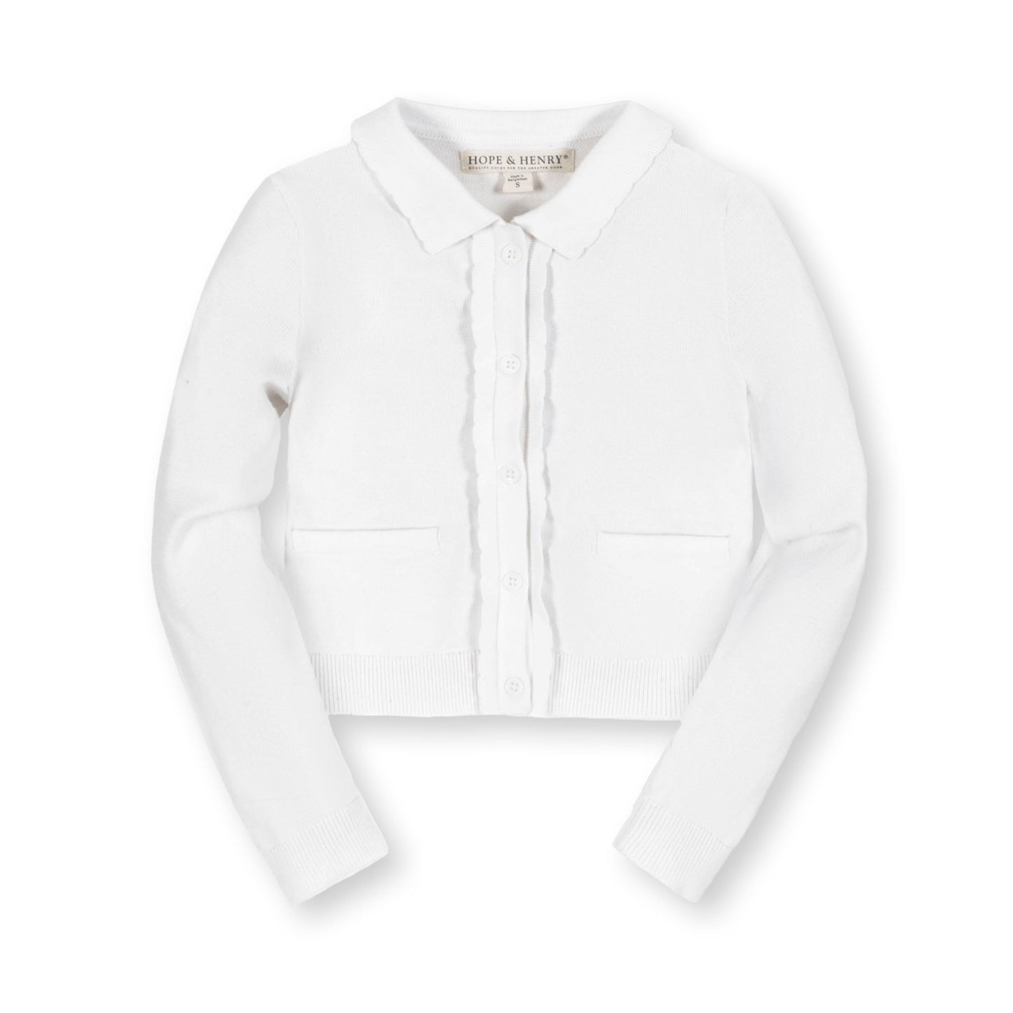 Organic Girls Scallop Edge Cardigan - White