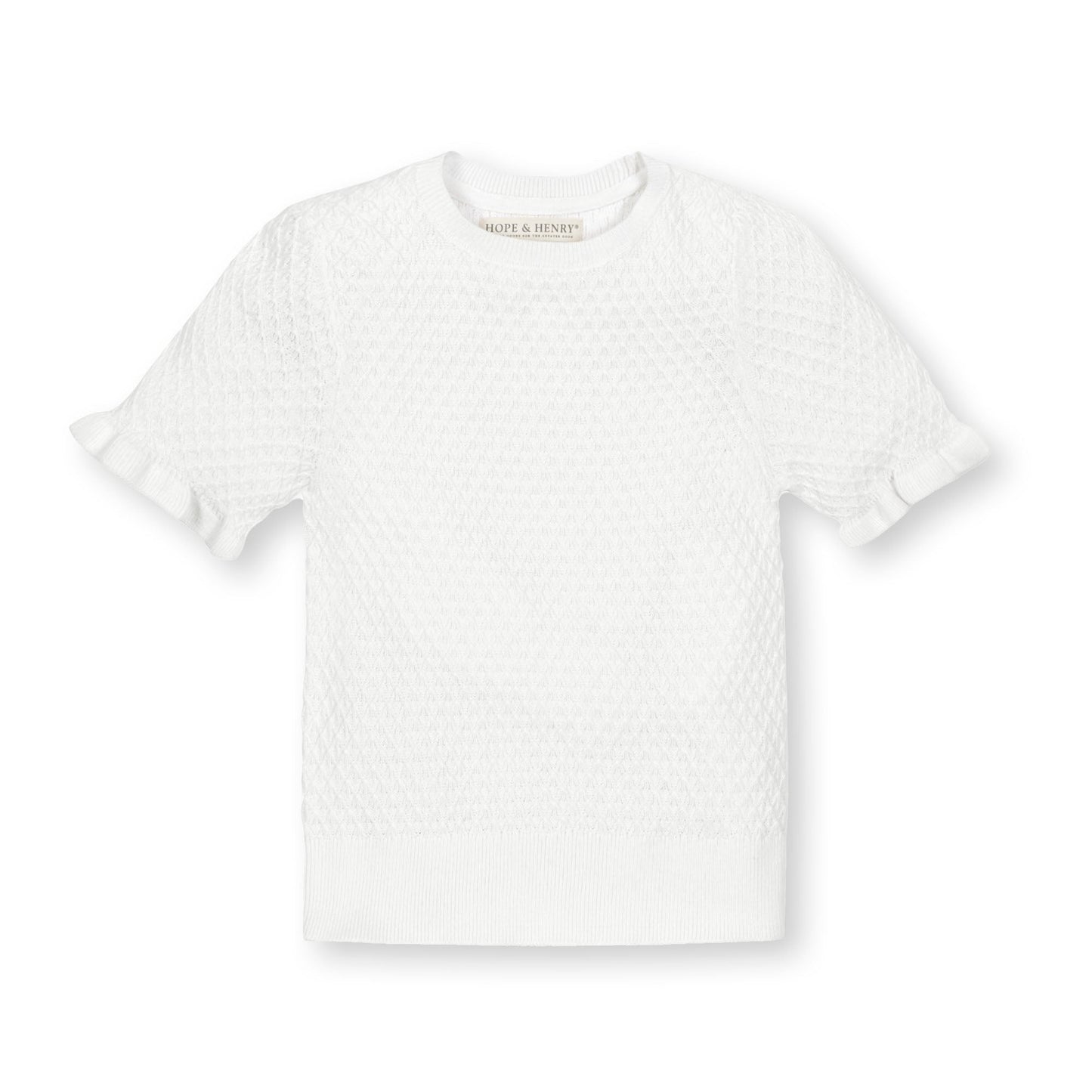 Girls Organic Ruffle Edge Sweater Top