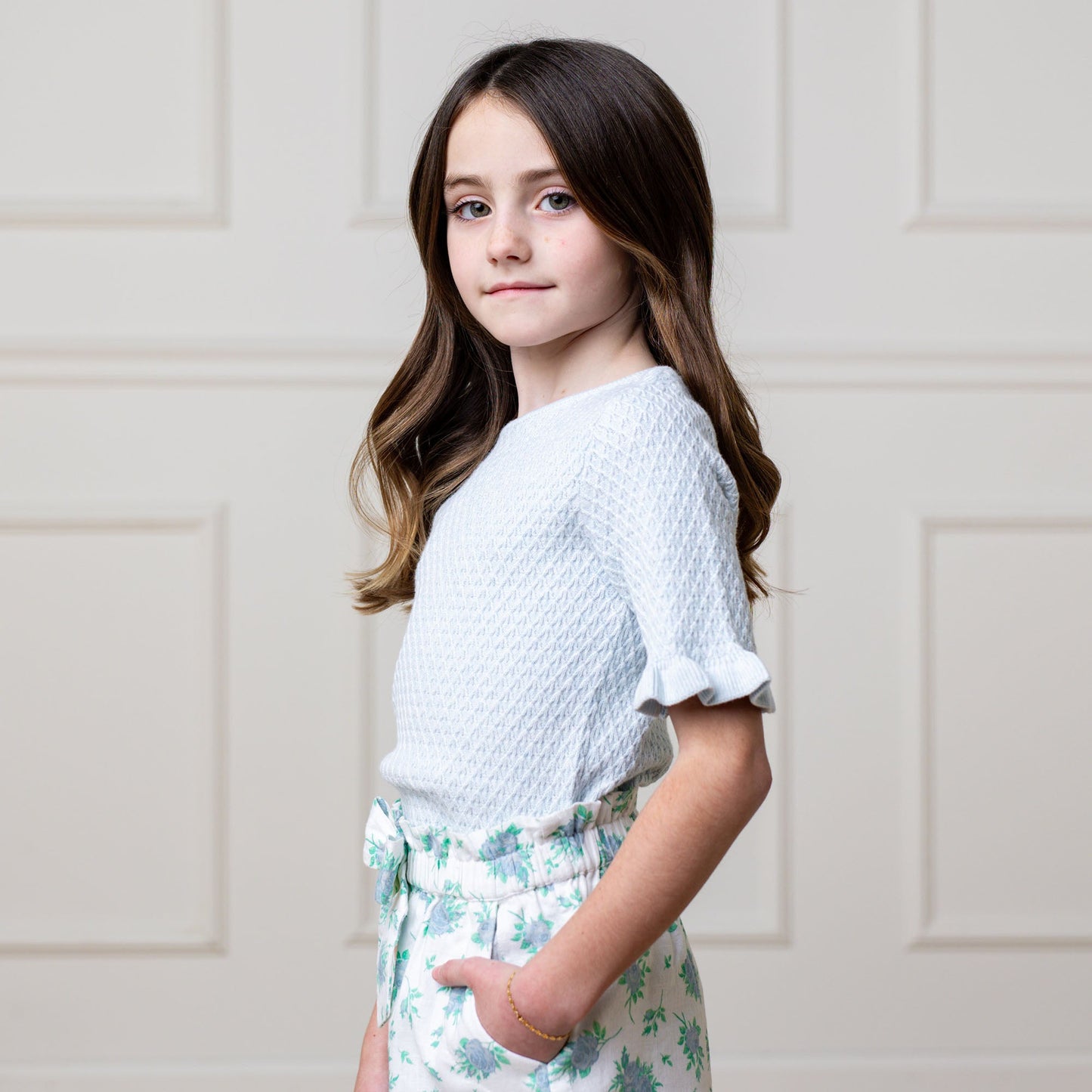 Girls Organic Ruffle Edge Sweater Top