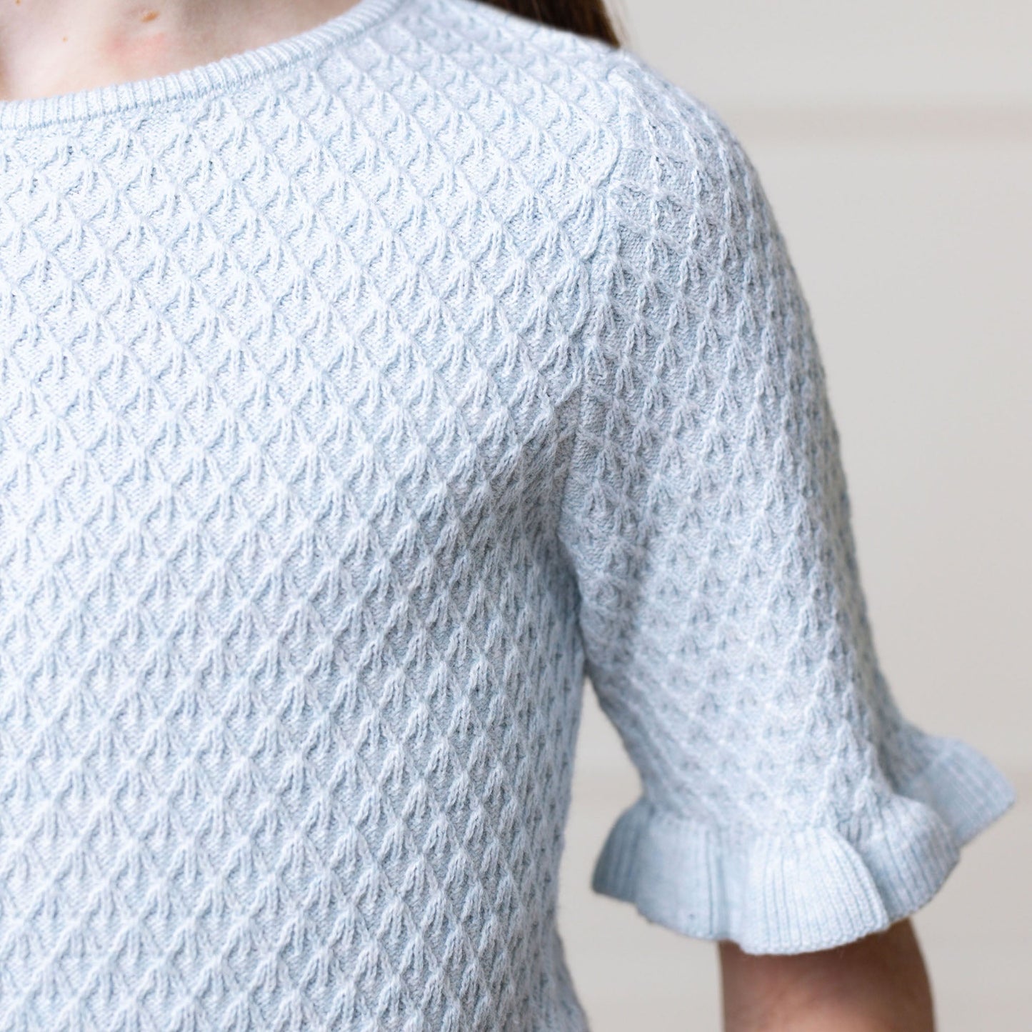 Girls Organic Ruffle Edge Sweater Top
