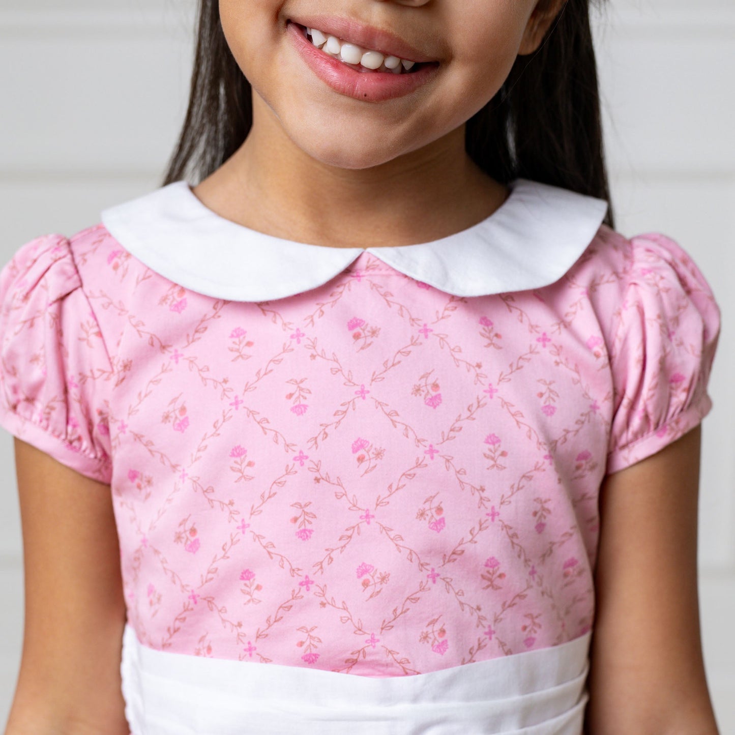 Girls Organic Sateen Peter Pan Collar Dress