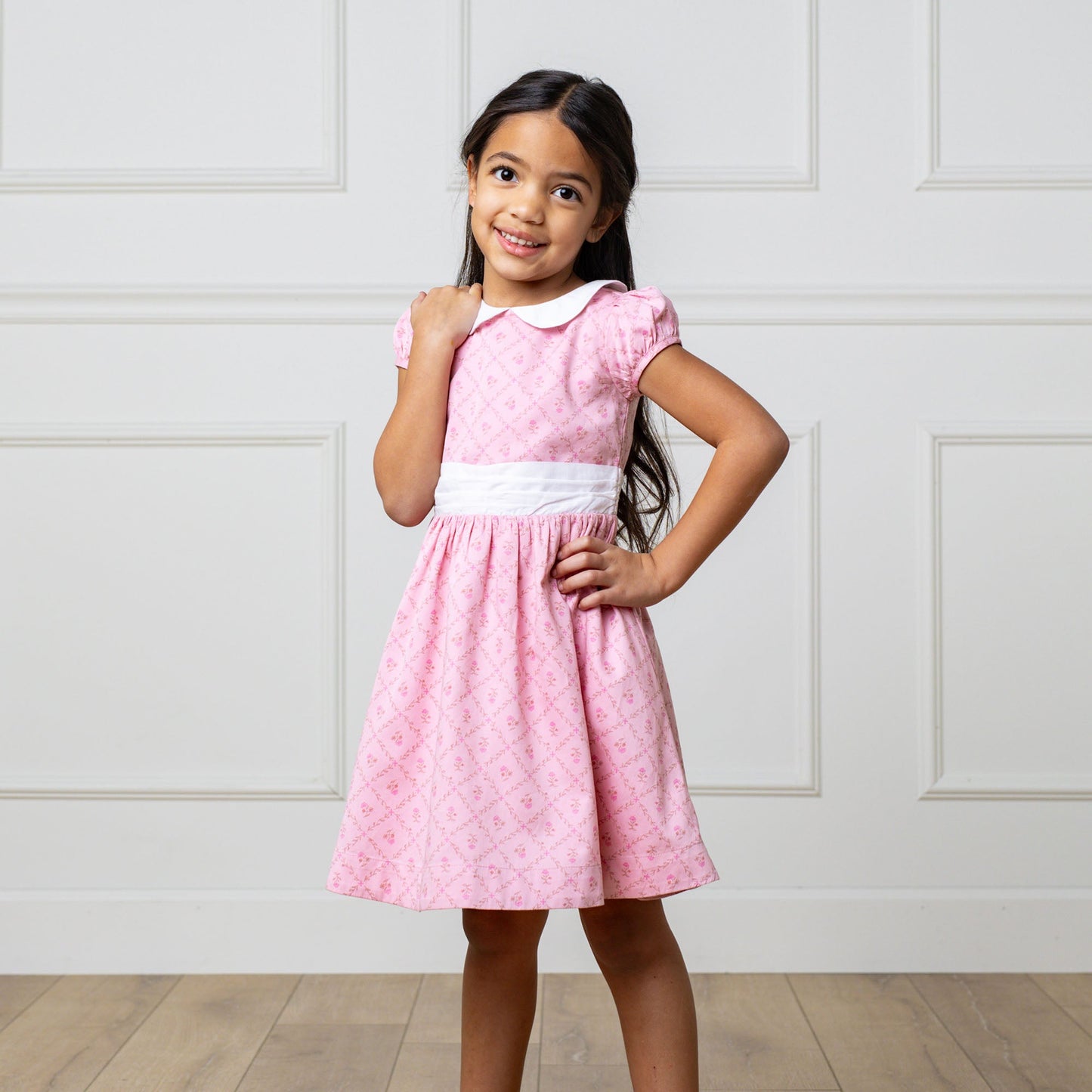 Girls Organic Sateen Peter Pan Collar Dress