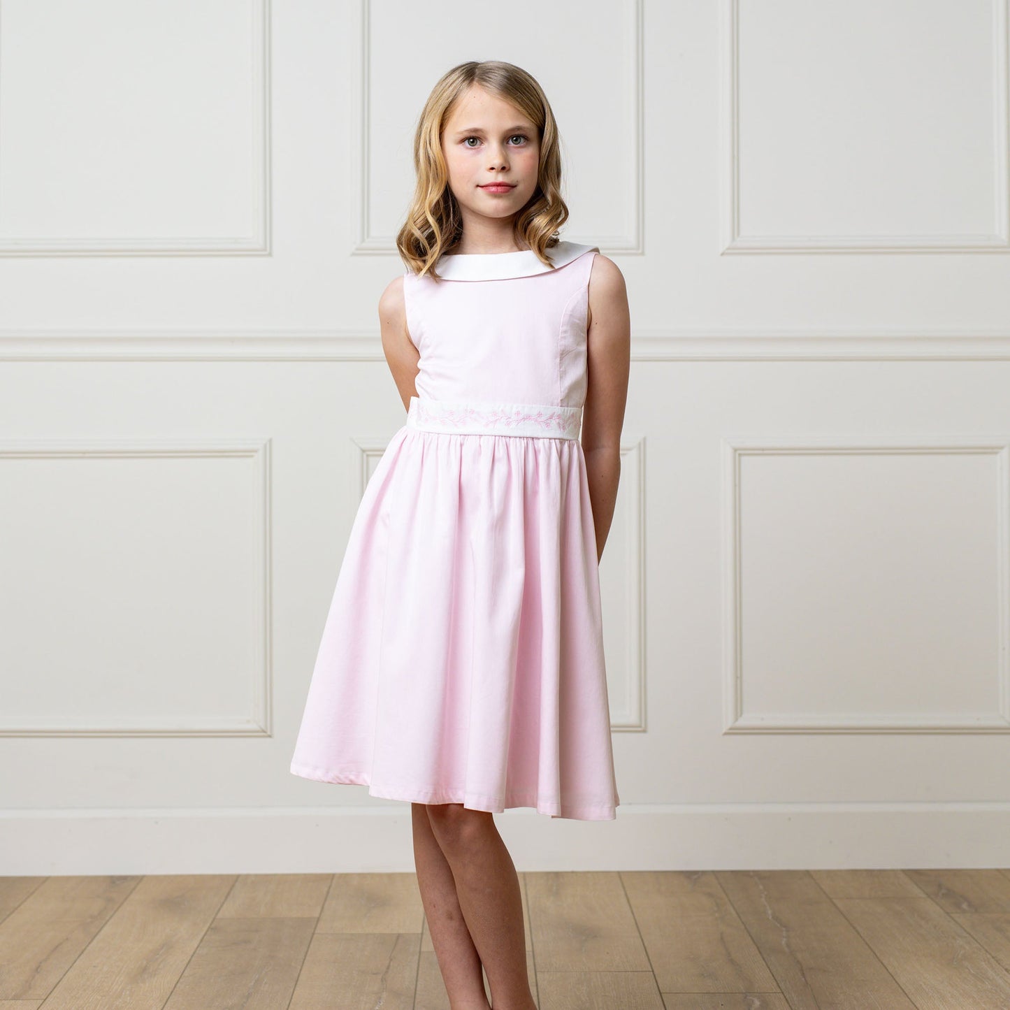 Organic Girls Sateen Party Dress - Pale Pink