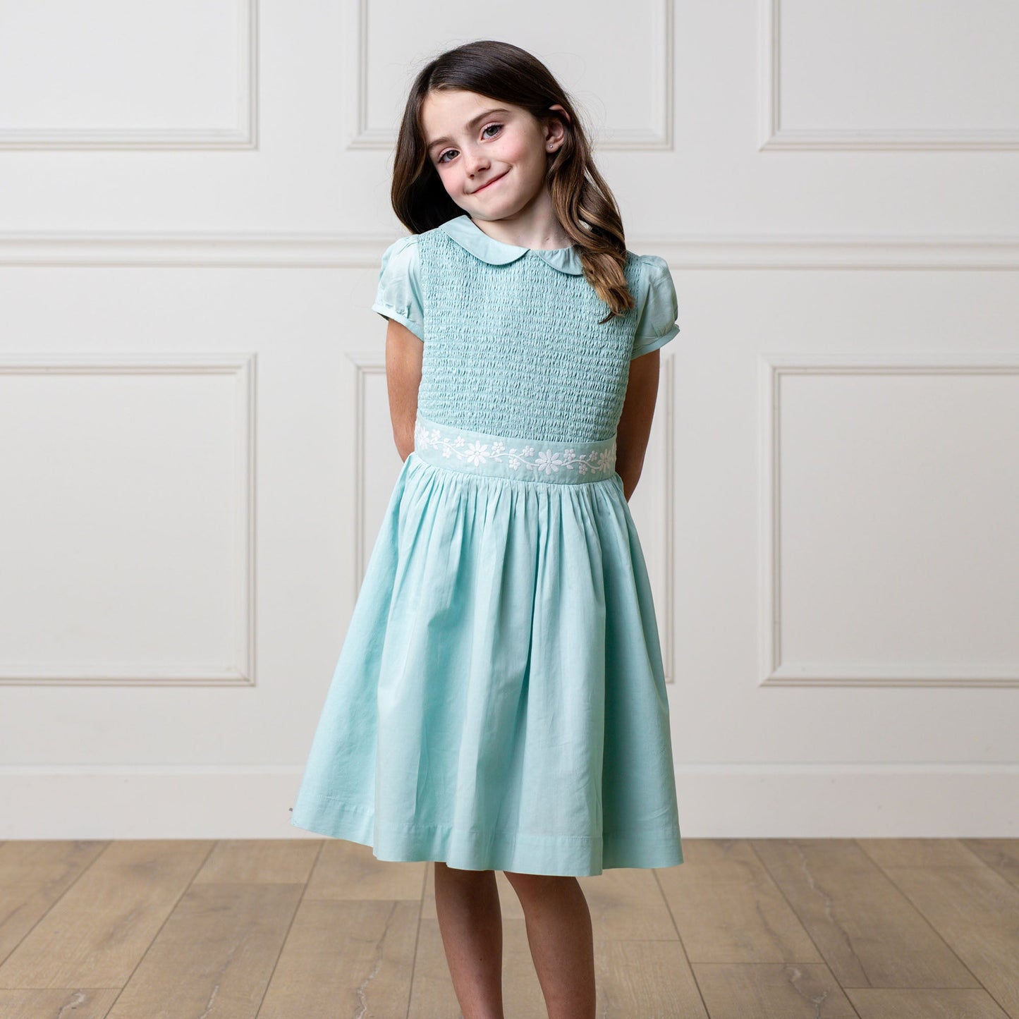 Organic Girls Puff Sleeve Smocked Party Dress