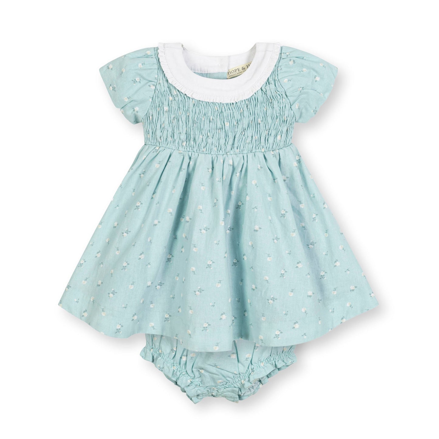 Baby Girl Linen Ruffle Collar Dress