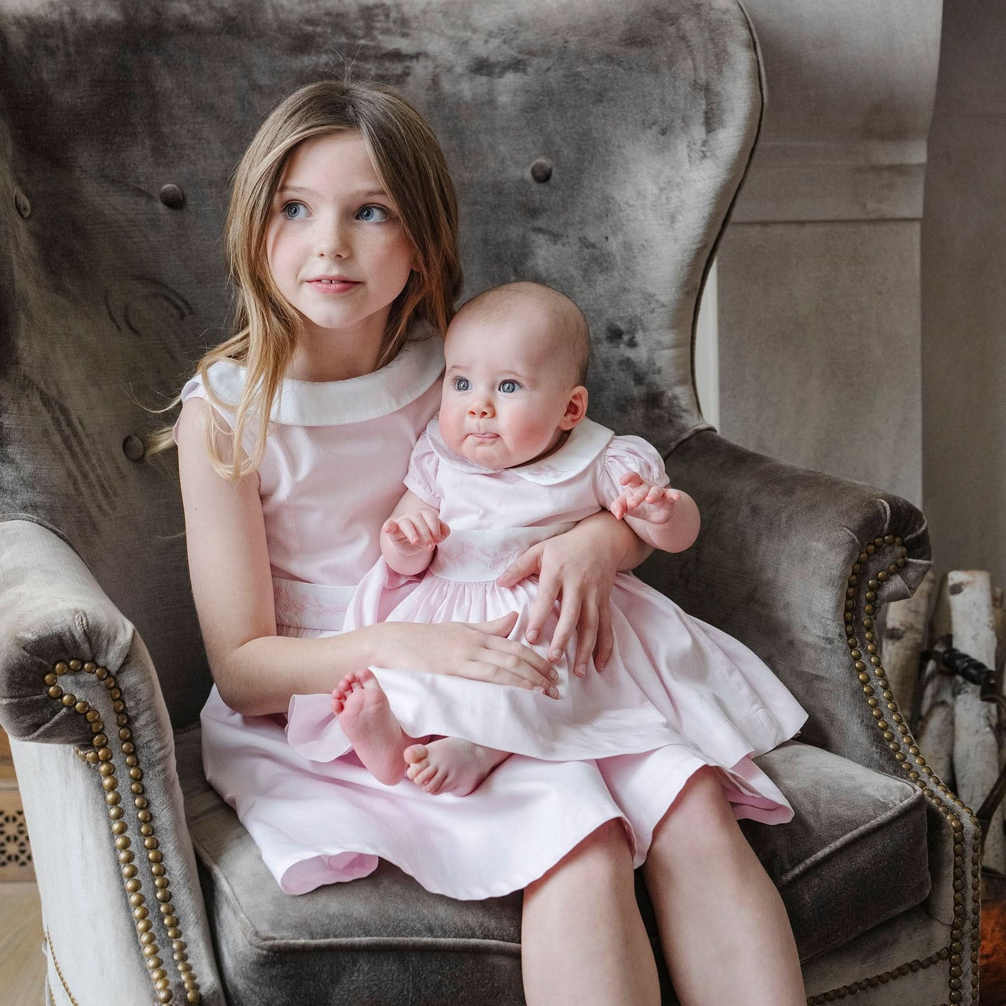 Organic Girls Sateen Party Dress - Pale Pink