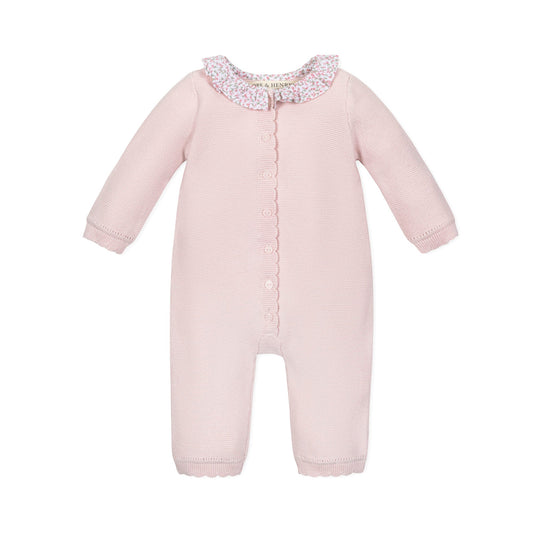Baby Girl Organic Ruffle Collar Sweater Romper