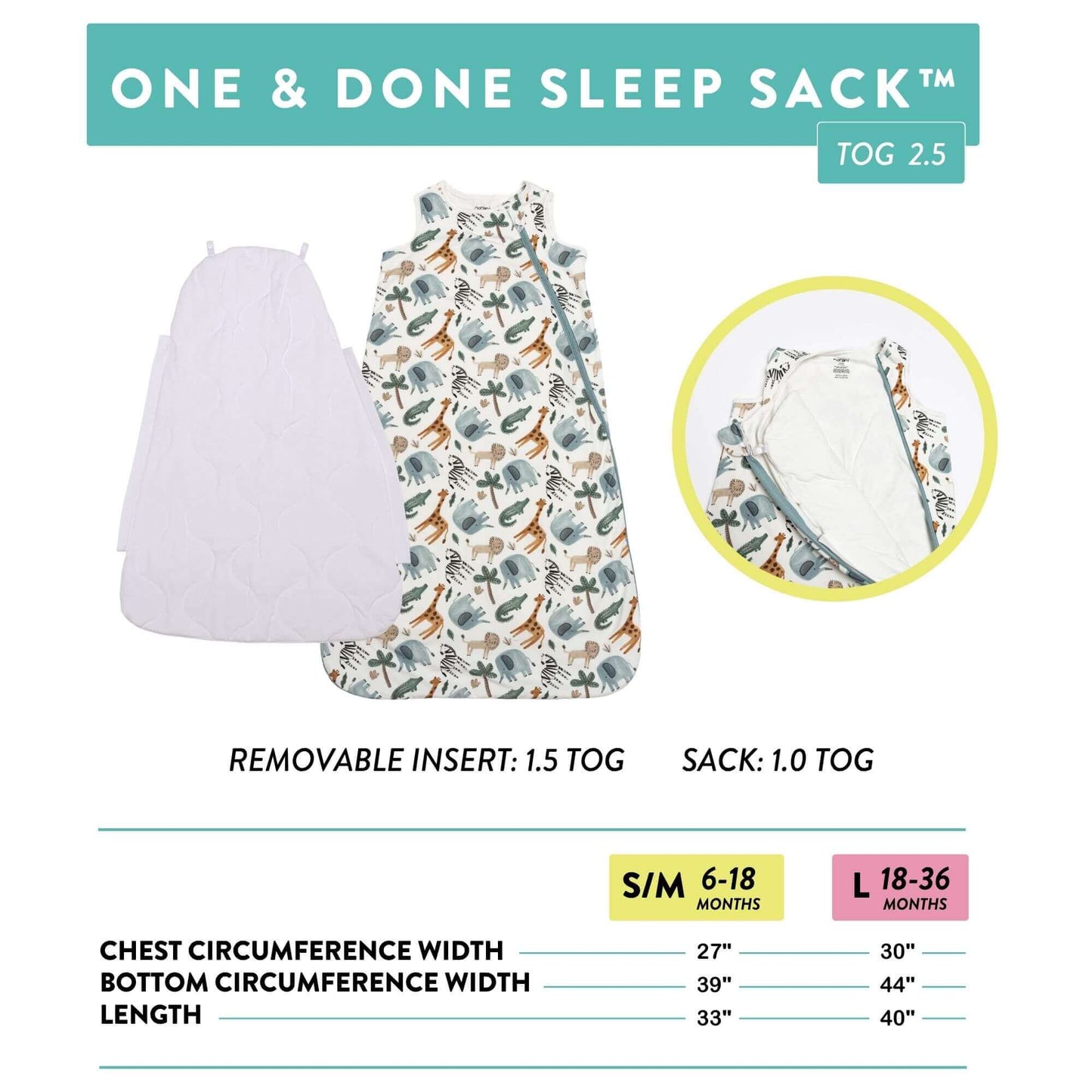 One & Done Sleep Sack - Safari Animals