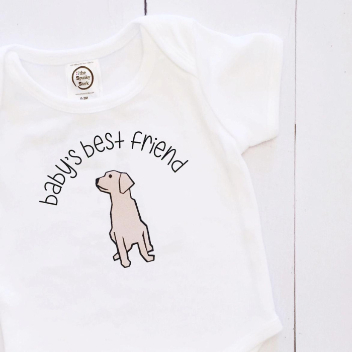 Organic Baby Bodysuit - Baby's Best Friend Dog Sibling