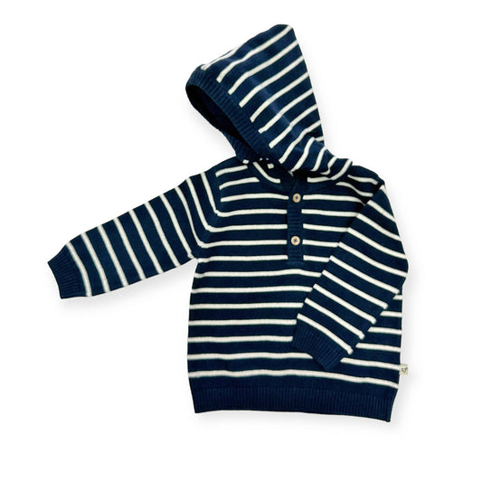 Organic Cotton Baby Boy Stripe Hooded Knit Pullover