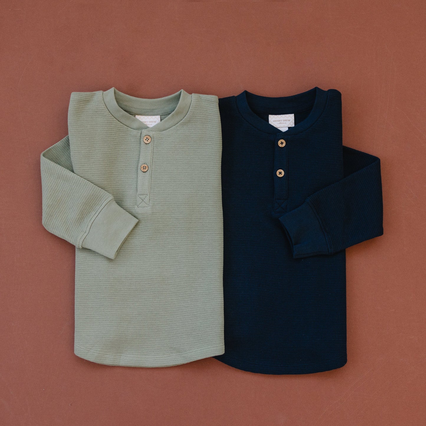 Organic Henley Long Sleeve Top - Dark Sapphire