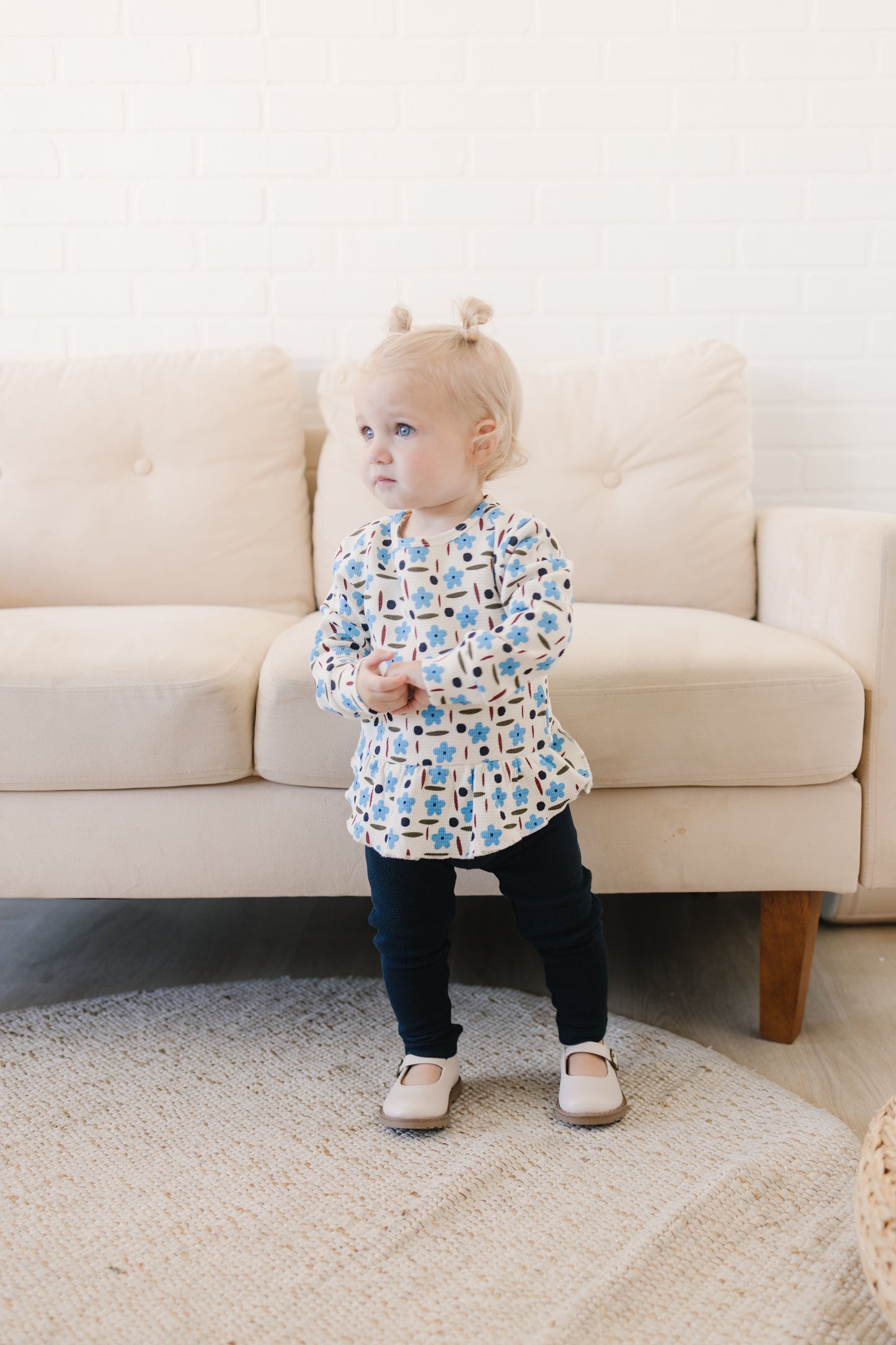 Organic Waffle Knit Leggings - Dark Sapphire