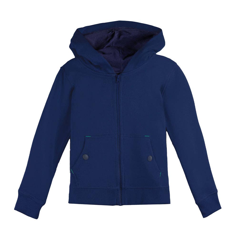 Organic Cotton Kid Zip Hoodie - Navy