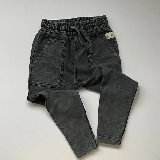 Organic Toddler Cargo Pants - Charcoal