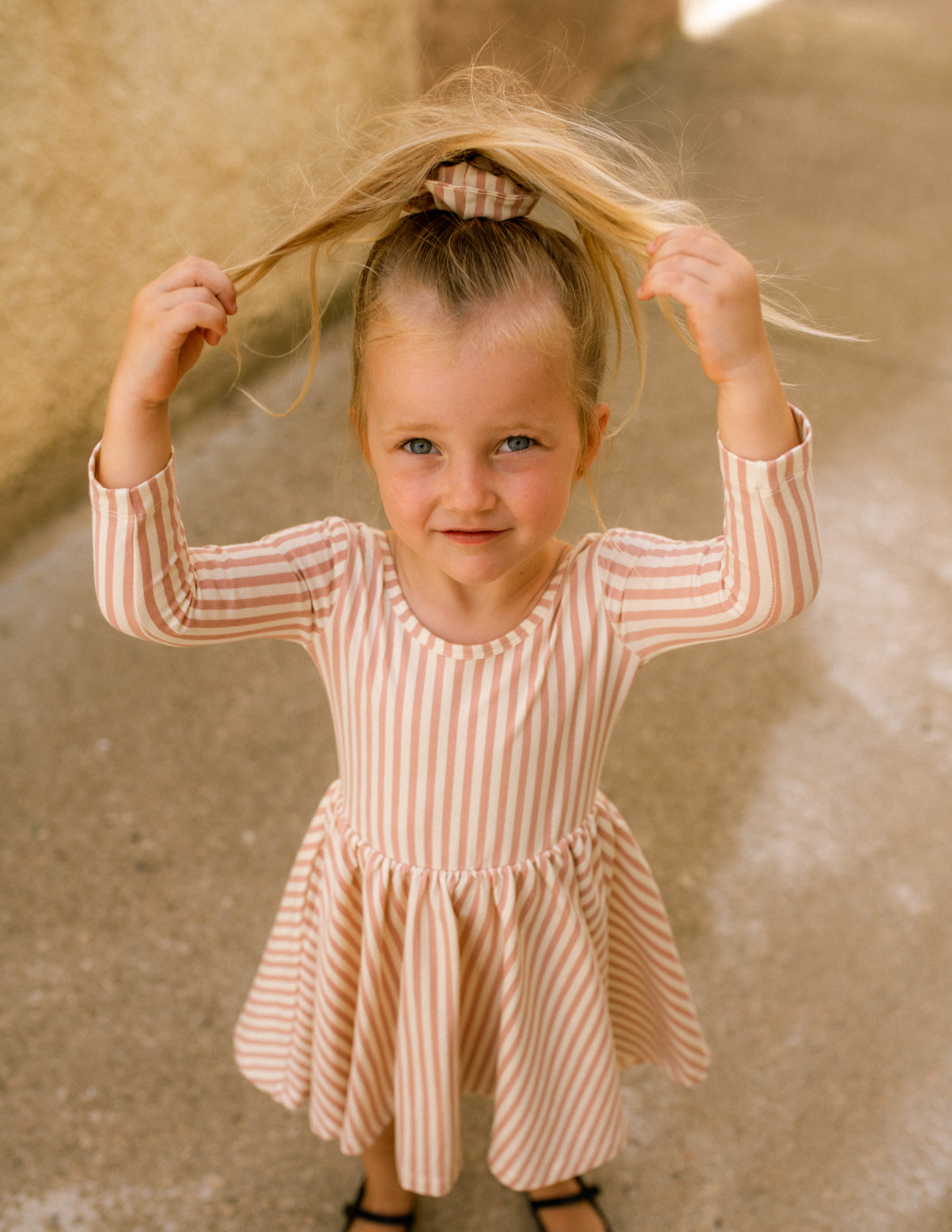 Organic Girls Twirl Dress - Pink Stripes