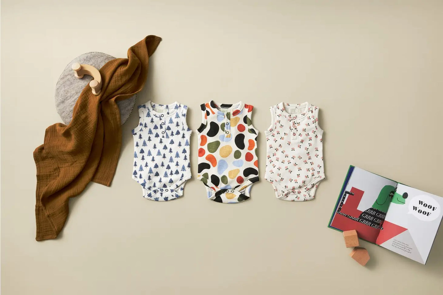 Organic Baby Waffle Bodysuit - Pine Tree