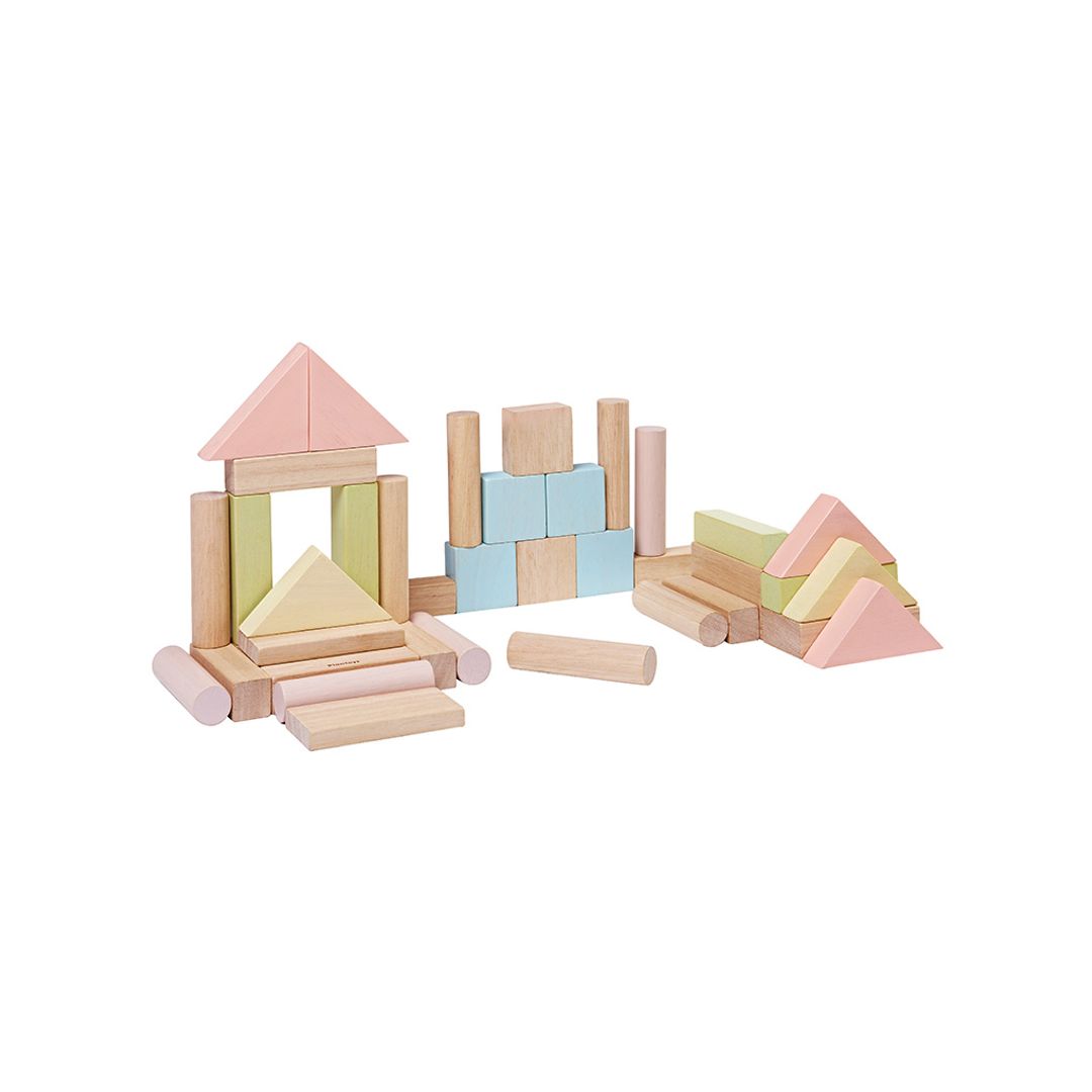40-Piece Small Unit Wooden Blocks – Pastel Set